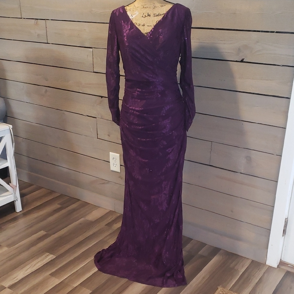 Elegant La Femme  Purple Evening Gown
